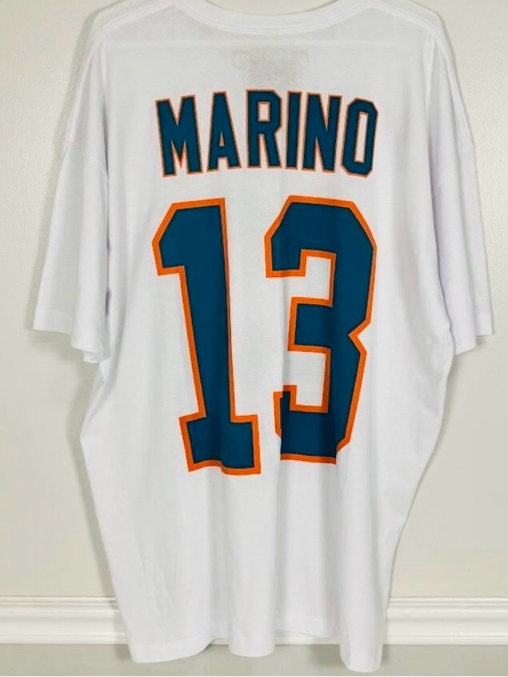 Mitchell & Ness White Marino #13 Jersey with Teal and Orange Trim
